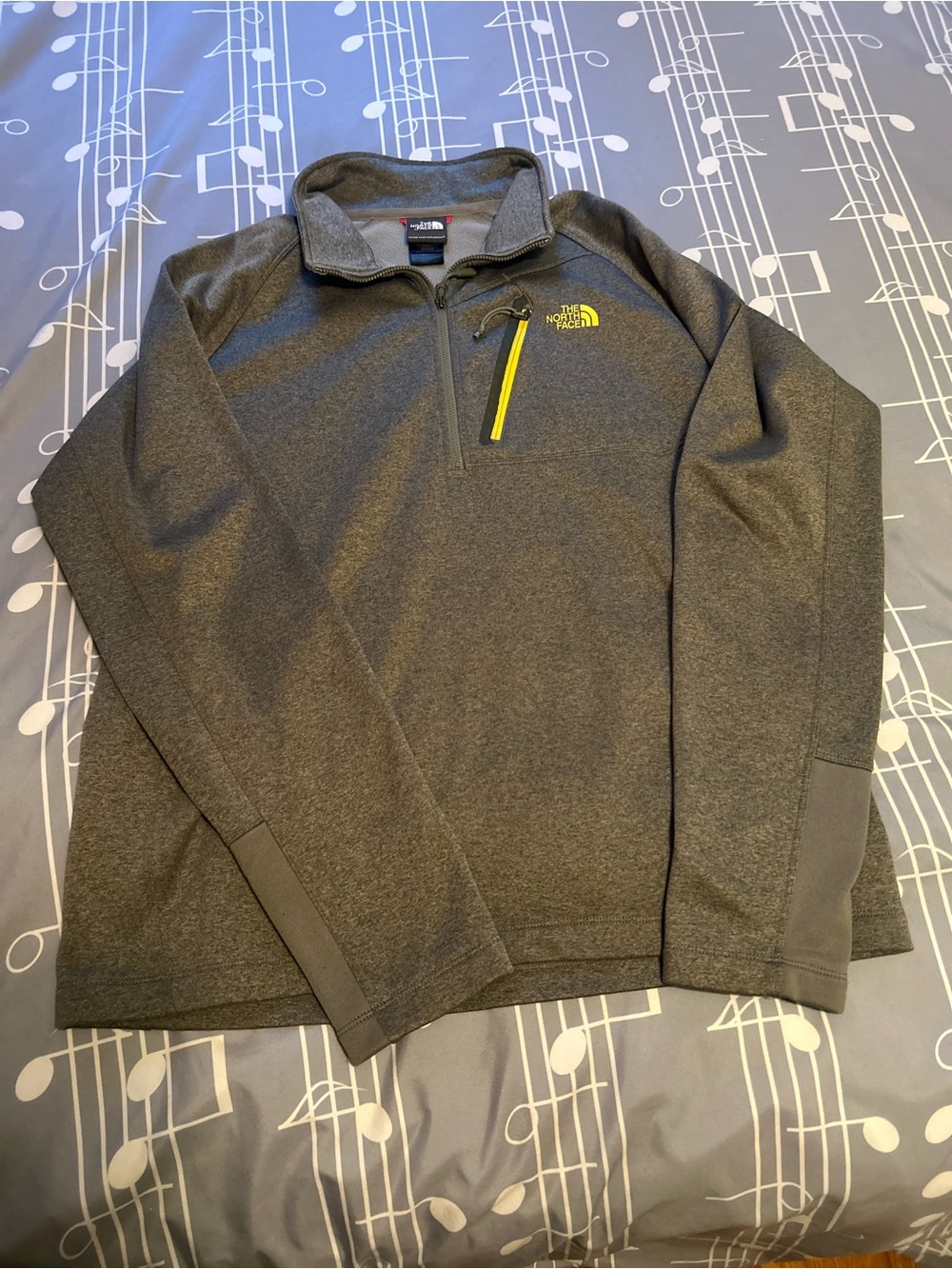 The‎ North Face Charcoal Quarter-Zip Pullover with Yellow Trim
